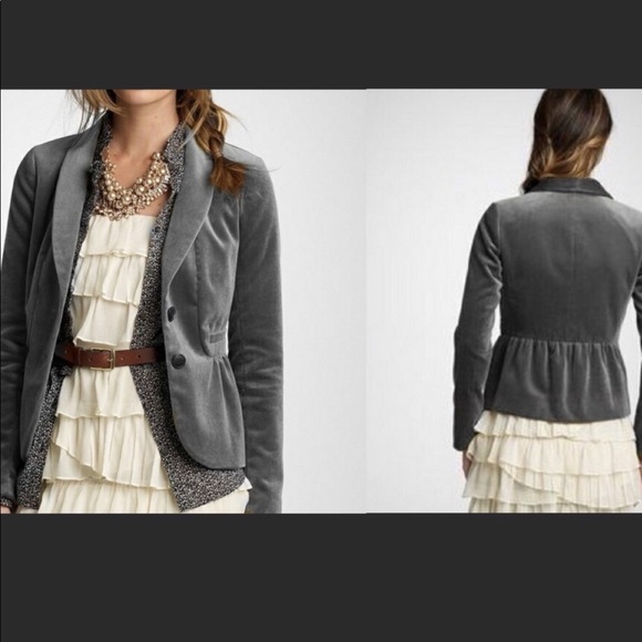 J Crew BLACK velvet peplum blazer